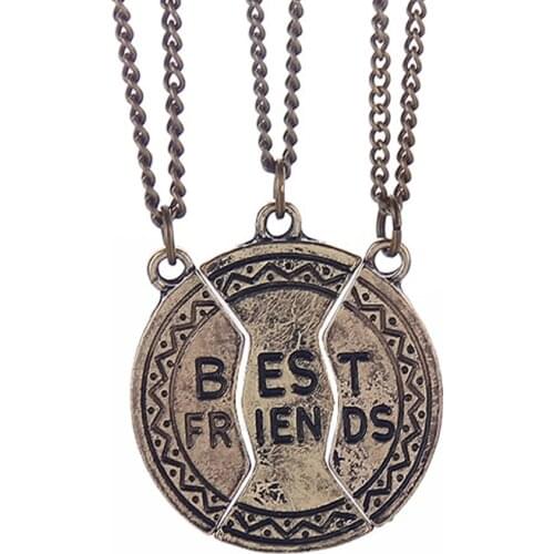 Best Friends necklace for 3 Girls womens jewelry Friendship Coin Jewelry Spoken 3 Parts Ball Pendant Necklaces