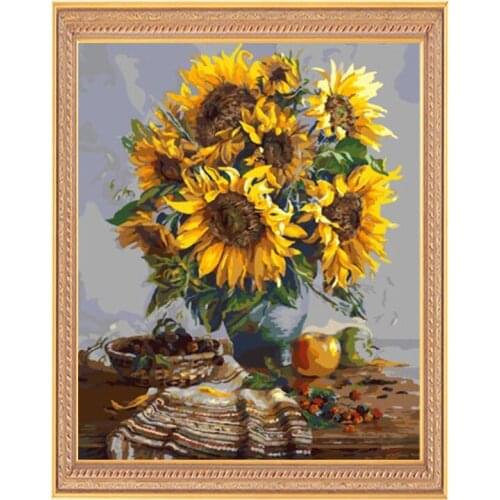 Golden Panno,Needlework,Embroidery,DIY Floral Painting,Cross stitch,kits,14ct sunflower Cross-stitch,Sets For Embroidery