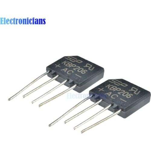 10pcs Diode Bridge Rectifier 600V 2A KBP206G KBP206 SIP-4 Single Phase