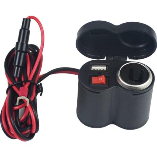 12-24V Motorcycle Scooter Handlebar USB Charger Clamp Waterproof USB Cigarette Light ME3L