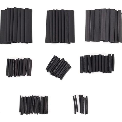127Pcs/set New Multi Style Black 2:1 Assortment Heat Shrink Tubing Tube Car Cable Sleeving Wrap Wire Kit Useful Electric Tubings