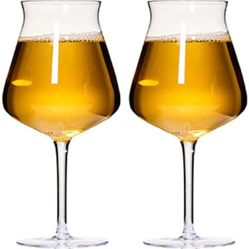 2pcs Multi-Purpose 400ml Brewed Malt Goblet with Pour Spouts Lead-Free Glass Beer Steins Bar Cold Drink Shop Drinkware