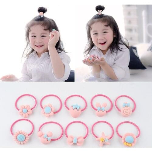 20 Root Childrens Hair Ring Headwear Hair Jewelry Korean New Cartoon Headrope Girls Rubber Band Sweet Cute Hair Accessories
