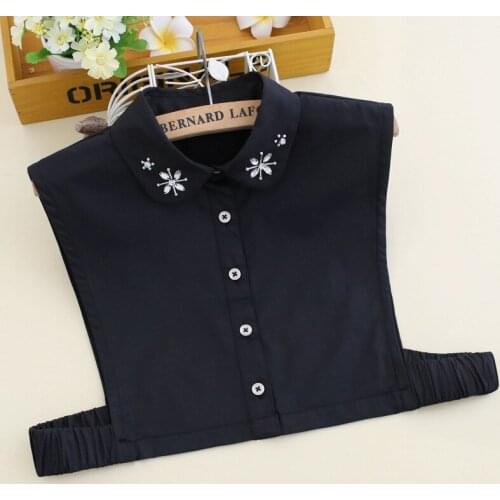 2021 Fashion White Shirt Fake Collar for Women Detachable Collar Lapel Shirt Vintage Rhinestone False Collar Mujer Gift Tops