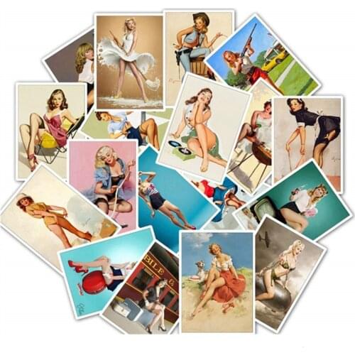 25pcs World War II Sexy Girls Poster Stickers Vinyl Computert Stickers Waterproof Skateboard Snowboard Car Phone Suitcas Decal