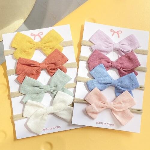 4Pcs/Set New Hair Bows Baby Headband For Girl Nylon Cute Head Band Turban Newborn Headband Hair Bands Kids Baby Hair Accessories