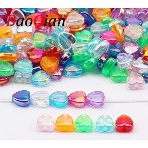 100/200pcs Heart Shaped Acrylic Charm Spacer Beads For Jewelry Making Necklace Bracelet Accessories DIY Pendant Decoration