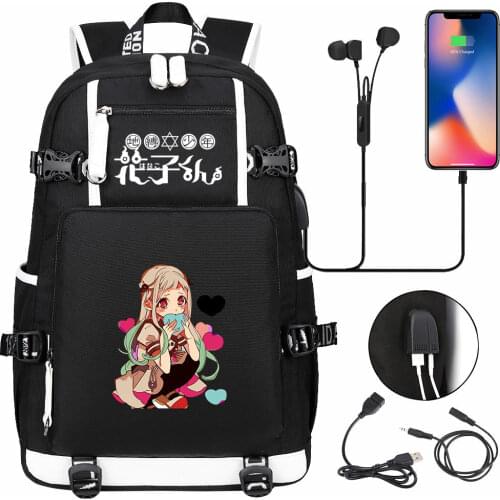 Anime Toilet-Bound Jibaku Shounen Hanako Kun USB Boy Girl Kids Book Bag Large Schoolbags Women Men Laptop Travel Backpack