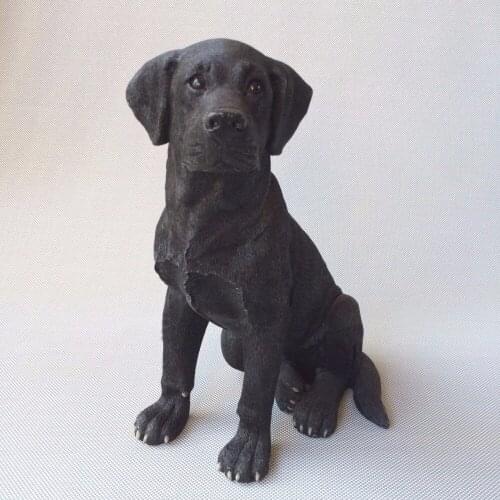 Large 20x28cm squatting black dog resin model toy handicraft home decoration gift a2012
