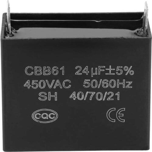 CBB61 Starting Capacitor Generator 450V AC 24uF 50/60Hz for 400/350/300/250VAC UL/RU Listed Thermal Fuse