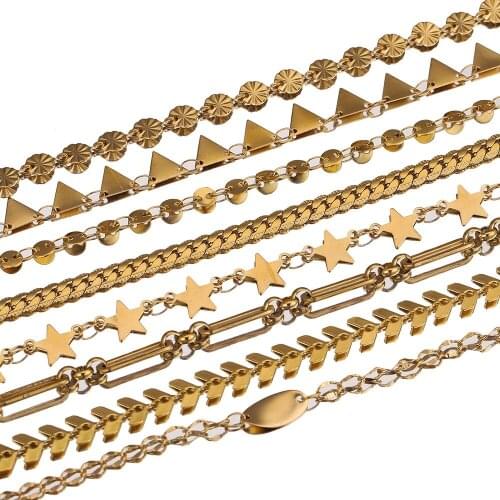 1 Meter Stainles Steel Gold Handmade Star Shells Chains for Women Necklace Bracelet Anklet Making Supplies Bulk Items Wholesale
