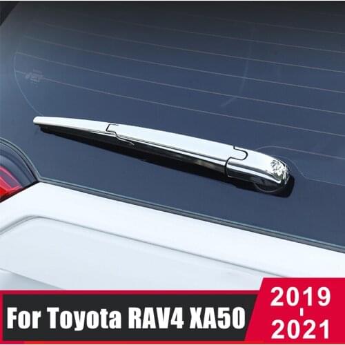 For Toyota RAV4 2019 2020 2021 RAV 4 XA50 ABS Chrome Rear Trunk Window Wiper Arm Blade Cover Overlay Nozzle Trim Accessories