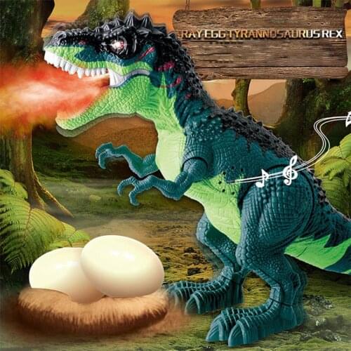 Electric Dinosaur Tyrannosaurus Rex Walking Lay Egg Light Sounds Animal Model Can Assemble Simulation Toy For Children Boys Gift