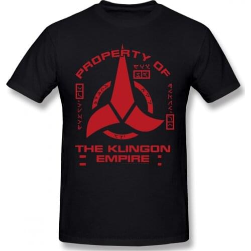 Men Anime Star Trek Science FictionTV Series T-Shirt Discovery Property Of Klingon Empire Red Pure Cotton Tees Harajuku TShirt