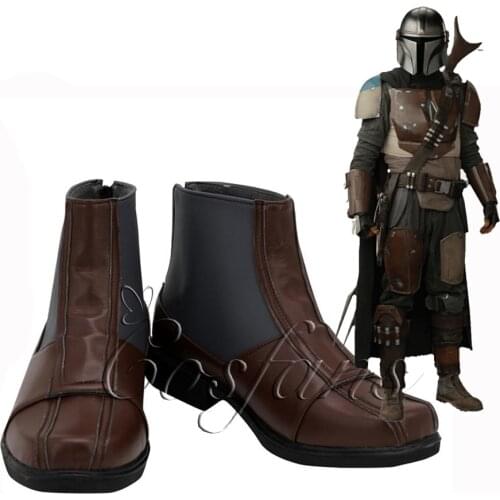 Hot Sale Starwars Mandalorian Cosplay Boots Brown Shoes Custom Made Any Size for Men and Women Halloween Cosplay Shoes Outfits
