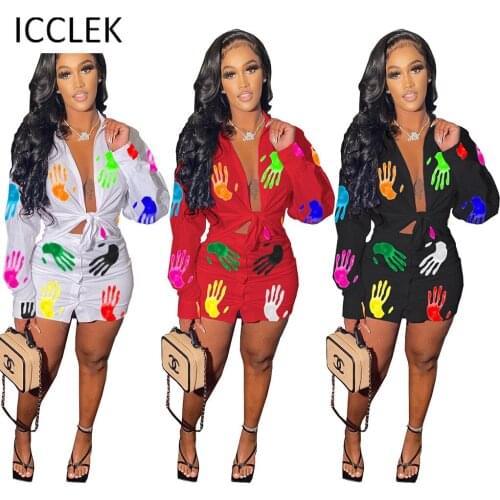 ICCLEK Wholesale Items Plus Size Summer Women Fashion Casual Printed Shirt with Button Skirt Two Piece Set