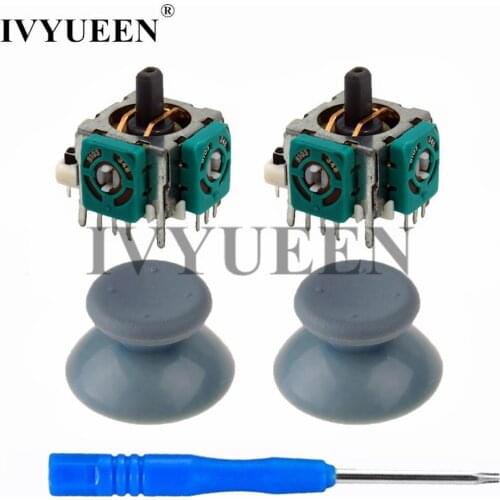 IVYUEEN 2 pcs 3d Analog Stick Sensor Potentiometers + 2 x Thumb Sticks Cap Cover for Microsoft Xbox 360 Controller Repair Parts