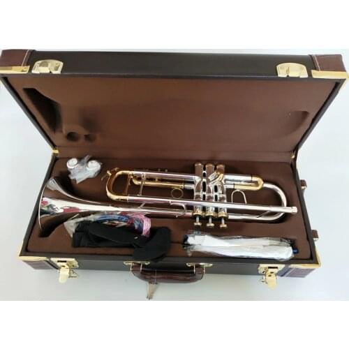 Bach quality Quality LT180S-72 Bb Trumpet B Flat Brass Silver Plated Professional Trumpet Musical Instruments with Leather Case