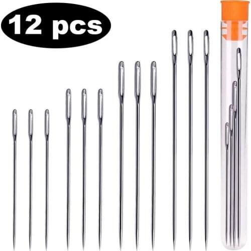 Nonvor 12 PCS Beading Needles ,Sewing Sharp and Long Needles, Stainless Steel Hand Stitching Needles with Plastic Bottle