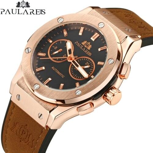 2021 New Automatic Mechanical Watches Mens Top Brand Luxury Mens Watch Fashion Leather Strap Waterproof Luminous Wristwatches