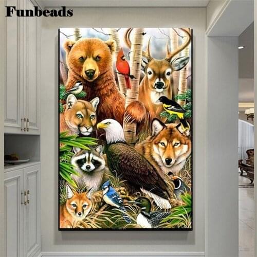 New diamond crafts Animal world bear wolf deer bird Diamond Embroidery diamond diamond painting cross stitch home Murals FF4363