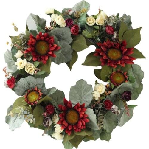 Autumn Sunflower Wreath for Front Door Wall Window Wedding Party Farmhouse Home Christmas Thanksgiving Decoration