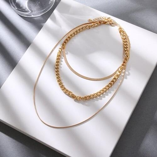 2021 New Fashion Punk Multilayer Hip Hop Long Chain Necklace Women Men Jewelry Gift Accessories