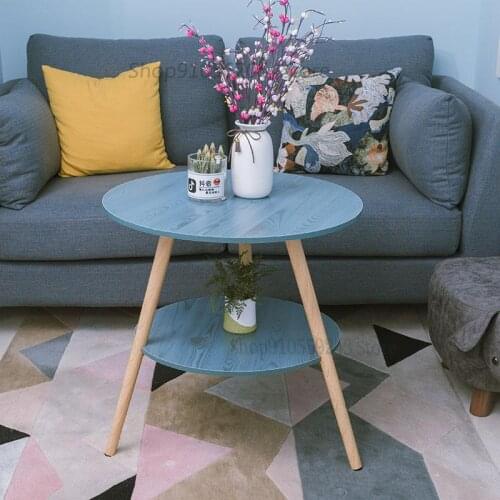 Sofa Side Table Small Coffee Table Simple Modern Solid Wood Leg Coffee Table Small Round Table Bedside Table Corner Table Small