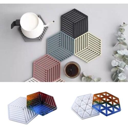 Hexagon Shaped Epoxy Mold Coaster Silicone Molds Concrete Coaster Molds Hollow Mold Home Decoration DIY Making Art Tools