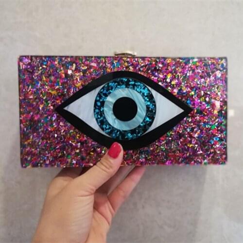 Prettiest Evil Eye Purse Evileyebag Bag Women Fashion Custome Pearl Bule Colorful Acrylic Box Clutches Wallet Purse Handbags