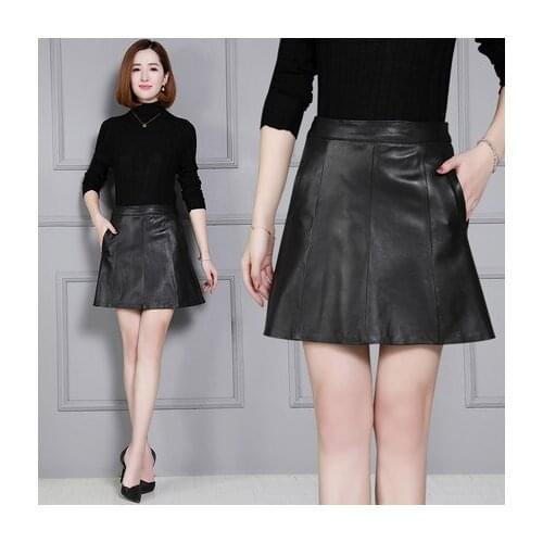 Top brand Fashion Genuine New Sheep Leather Skirt K29 high quality
