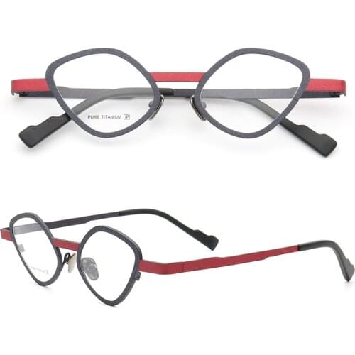 Women Pure Titanium Round eyeglass frame men Retro Metal glasses frames Diamond Shape eyeglasses frames Lightweight Fashion Rx