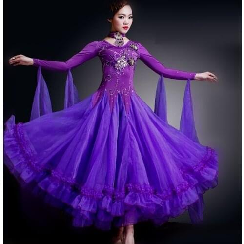 6 colours woman high-end big swing standard Ballroom Dance Costume Dress for competition sequins waltz/tango/foxtrot costumes
