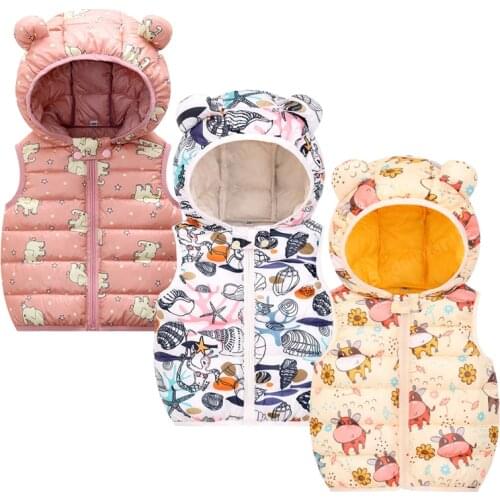 Childrens Vest Autumn Winter Coat Baby Girl Waistcoat Kids Boys Clothes With ear Hooded Sleeveless Jackets Light Style Outwear