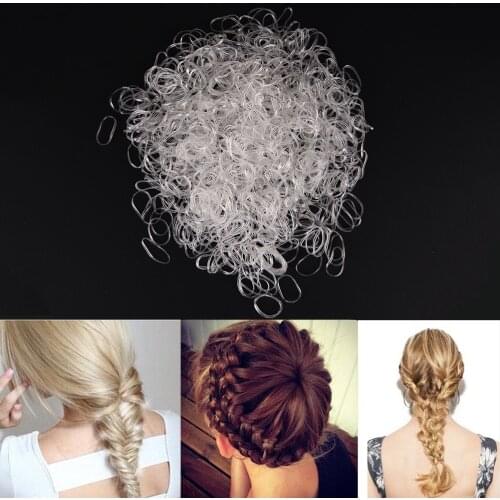 1000pcs/pack Women Girls Transparent Hair Elastic Rope Rubber Band Bind Tie Ponytail Holder Accessories For Hair Styling Tools