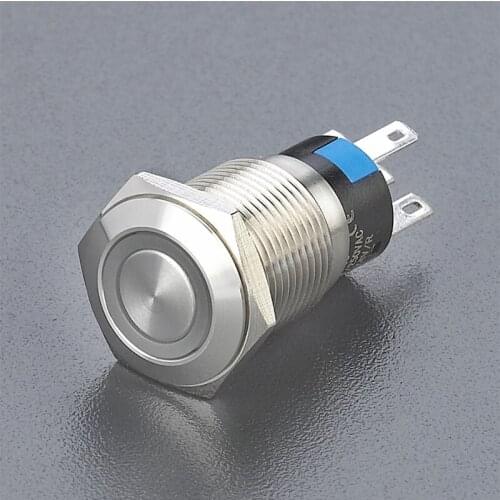 16mm momentary LED metal pushbutton switch 1NO1NC
