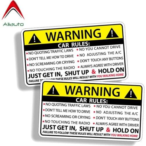 Aliauto 2 X Warning Rules Car Sticker Car Safety Accessories Decal PVC Cover Proof for VW Nissan Suzuki Peugeot Skoda, 10cm*5cm