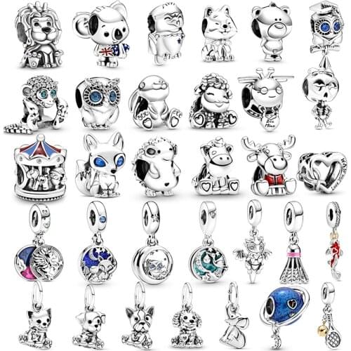 2Pcs/Lot 45 Styles Koala Lion Fox Beads Pendant Charms Fit Original DIY Bracelets Necklaces for Women Jewelry Special Offer
