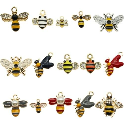 20pcs Mixed honeybee Charms Classics Alloy Pendant Enamel Earrings Necklace Bracelet DIY Drop Oil Jewelry Making Accessory