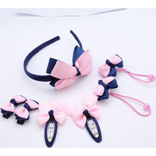 7pcs Cute Children Hair Accessories Hairband Hairpins Scrunchies Baby Girls Bow Headwear Kids Hair Clip Headband