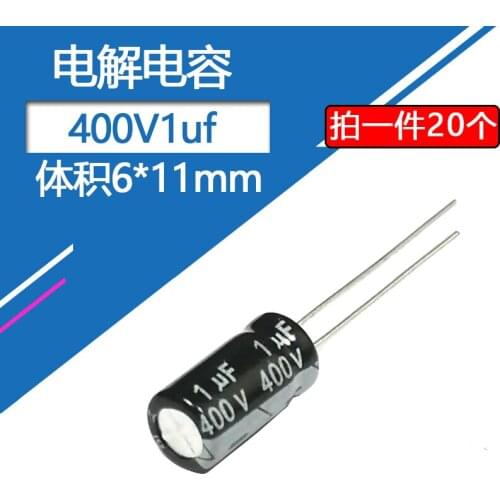 400V1UF volume 6x11mm aluminum electrolytic capacitor 400V1UF 20pcs