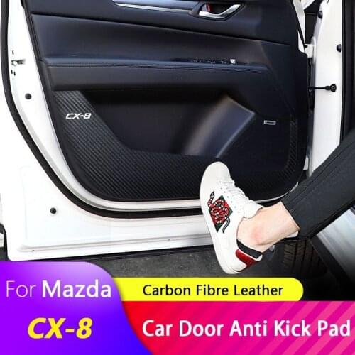 Car Door Anti Kick Pad Car Stickers for Mazda CX-8 Anti Scratch Car Door Protector Decal Carbon Fibre Leather Car Accessories