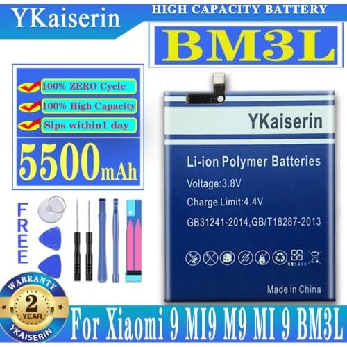 BM3L BM 3L BM-3L Mobile Phone Battery for Xiaomi 9 MI9 M9 MI 9 5500mAh High Capacity Batteria Batterij + Tracking Number
