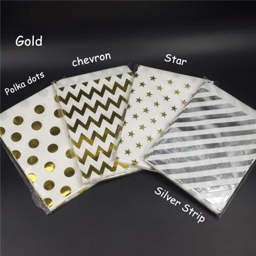 Gold foil paper bags - polka dots