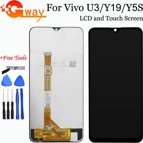 Black 6.53" For Vivo Y19 2019 LCD Display Touch Screen Digitizer Assembly For Vivo Y5s / Vivo U3 LCD Phone Spare Parts+Tools