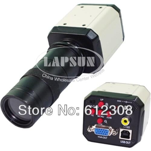 2.0MP HD 3 in 1 Digital Industry Microscope Video Industrial Set Camera VGA USB AV TV Output +C-mount Zoom Lens for PCB Repair