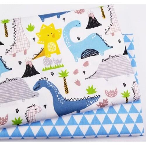 2Pcs 50*50cm Animal Dinosaur Cat Floral Print Cotton Fabric Child Kids Cloth Gifts DIY Material Home Decoration Sewing Patchwork