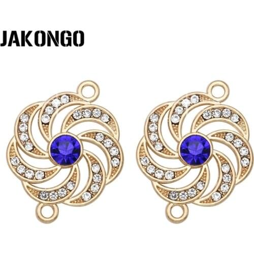 JAKONGO Gold Color Crystal Whirl Flower Connectors for Jewelry Making Bracelet Findings Accessories DIY Craft 20x26mm 5PCS/lot