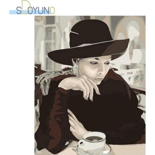 SDOYUNO 60X75cm Oil Painting by Numbers Figure DIY Paint By Numbers Frameless Canvas Painting Handpaint Digital Painting Gift