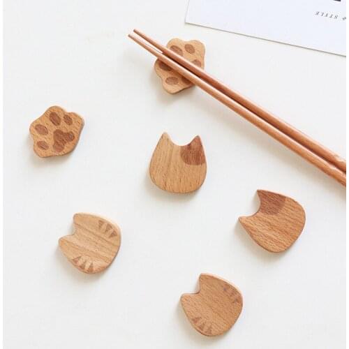 Cute Wooden Chopstick Holder Cat Chopstick Holder Cartoon Kitchen Hotel Creative Chopstick Holder Tableware